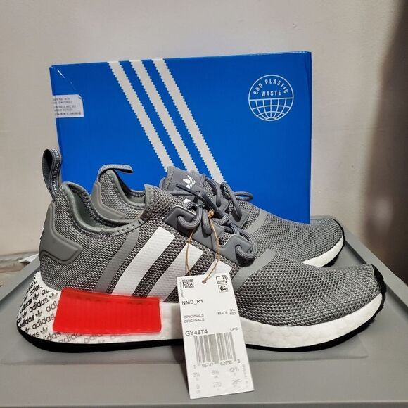 Adidas Mens Sz 9 NMD R1 Grey /White/ Red GY4874 Boost Ultraboost Sneak… - Picture 6 of 14
